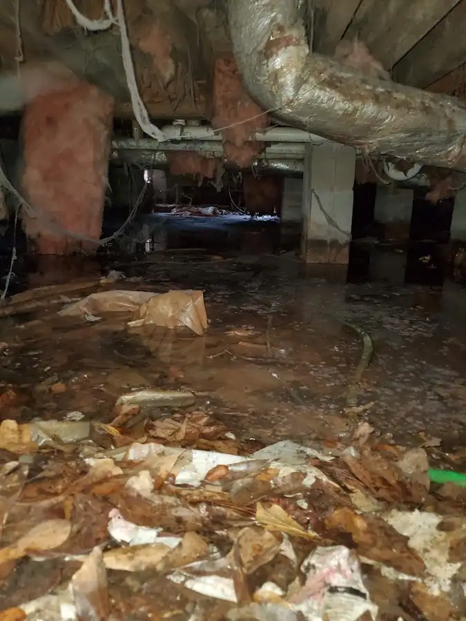 Crawl space flood assessment for Commercial Water Damage Restoration in Maple Shade