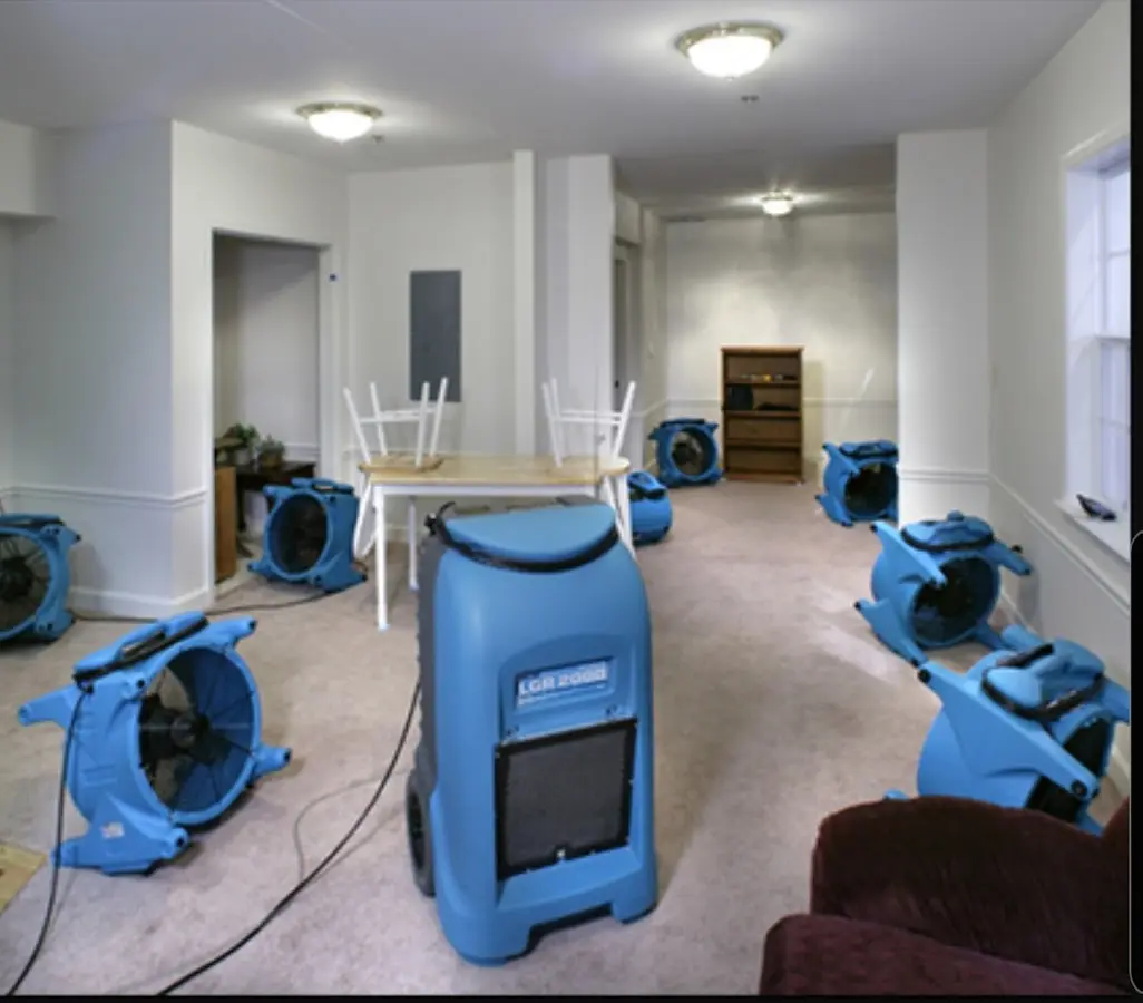 Air movers and dehumidifier setup for Water Extraction & Removal in Maple Shade